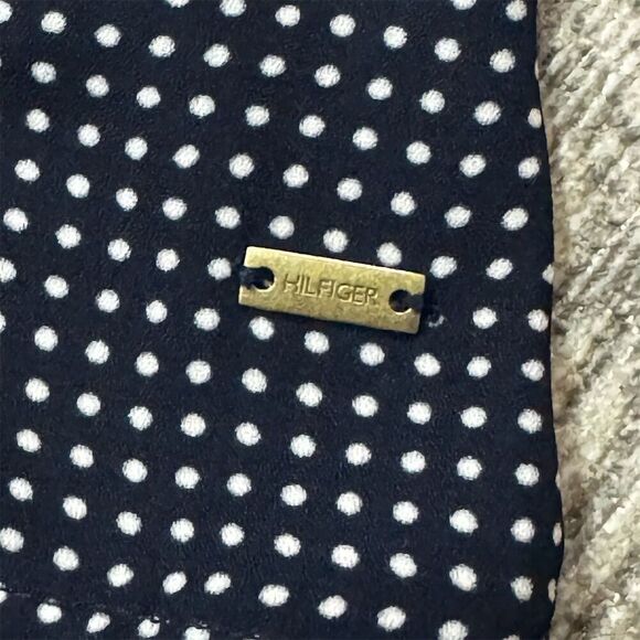 Tommy Hilfiger Women's XS Blue Polka Dot Sleeveless Tie-Neck Blouse - Picture 5 of 7